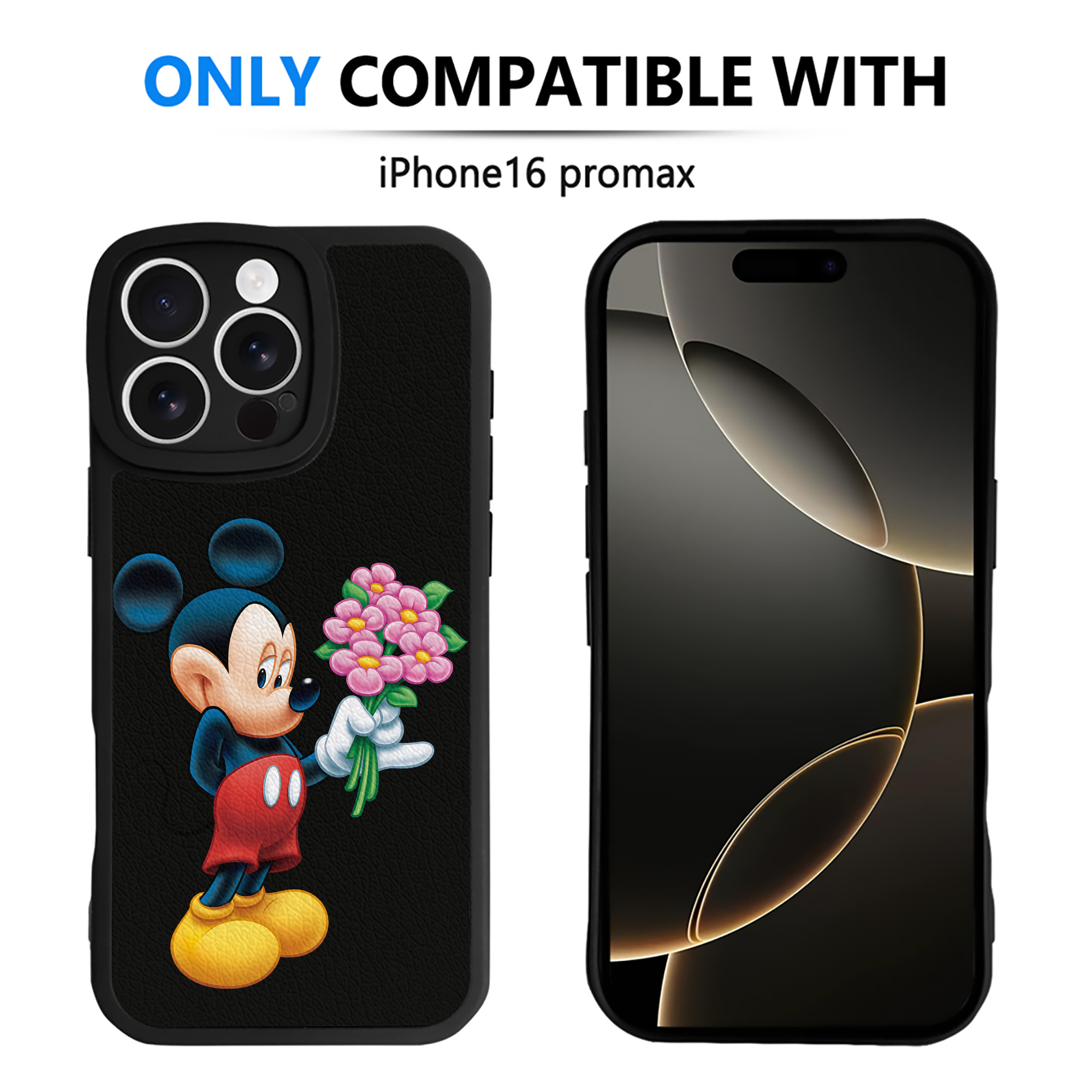（画像用） ミッキーマウス Mickey Mouse 【iPhone 16シリーズ対応】シリコンスマホケース（レザー調） 材質：シリコン